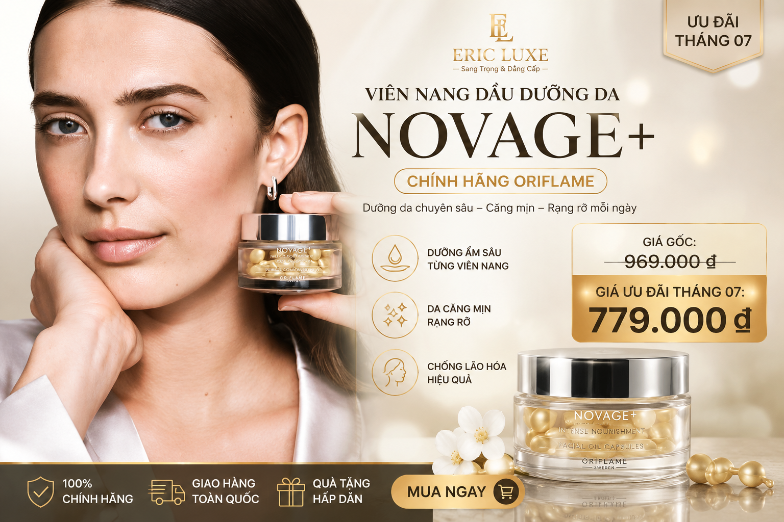 Phục hồi da chuyên sâu của viên nang dầu dưỡng da Novage